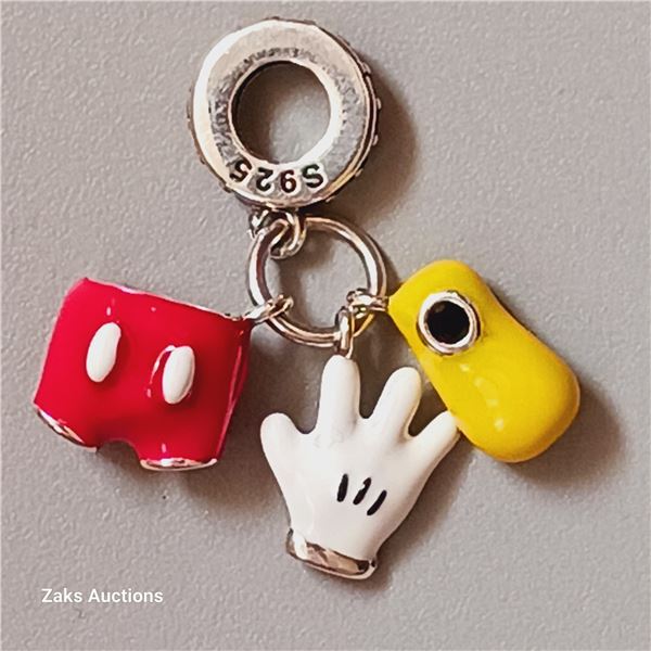 Lightdog Disney A-Mickey Mouse Three-Piece Charm - 925 Sterling Silver