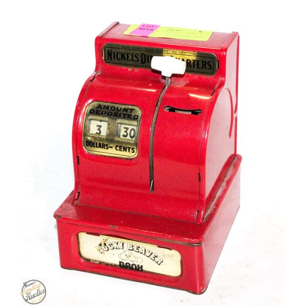 RED METAL VINTAGE CHILD’S PLAY REGISTER