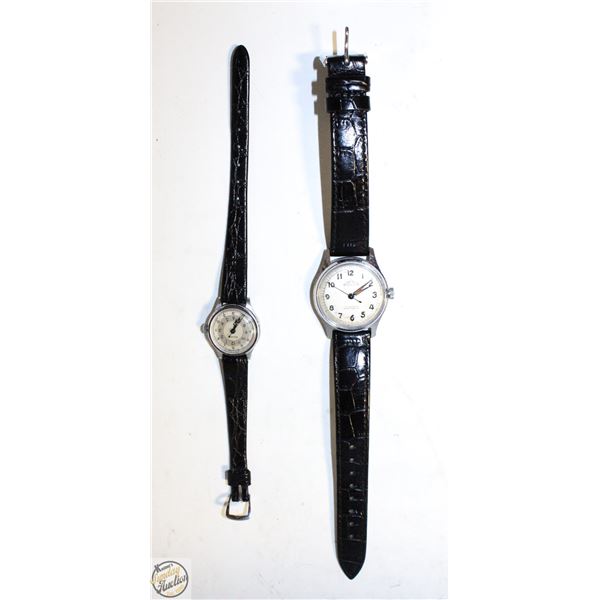 LOT OF 2 HIS & HERS "SOLAR" LEATHER BAND WRIST