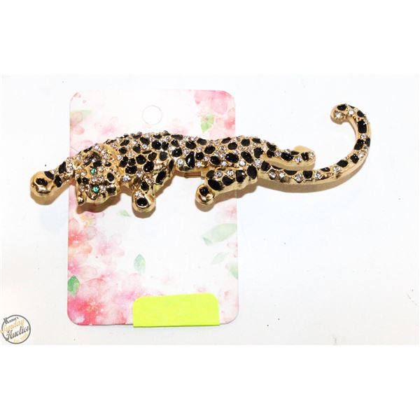 VINTAGE STYLE RHINESTONE LEOPARD BROOCH