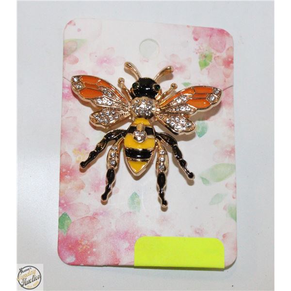 BEE BROOCH 2 INCH WITH SPARKLING ACCENTS