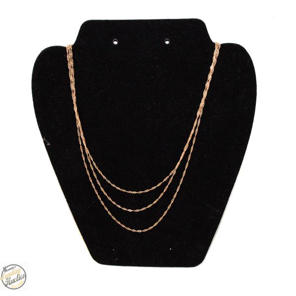 10KT GOLD 18" TRIPLE STRAND 4.03G NECKLACE