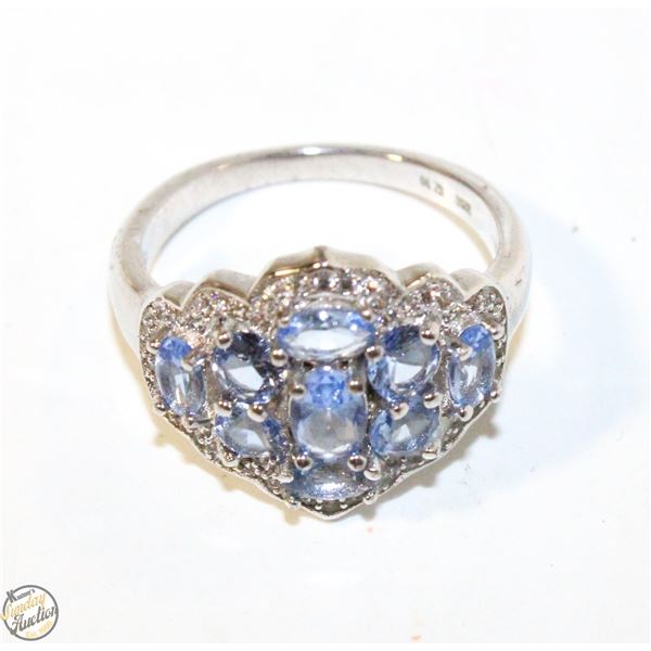 4.6G STERLING SILVER STAMP WITH BLUE CLUSTER GEM