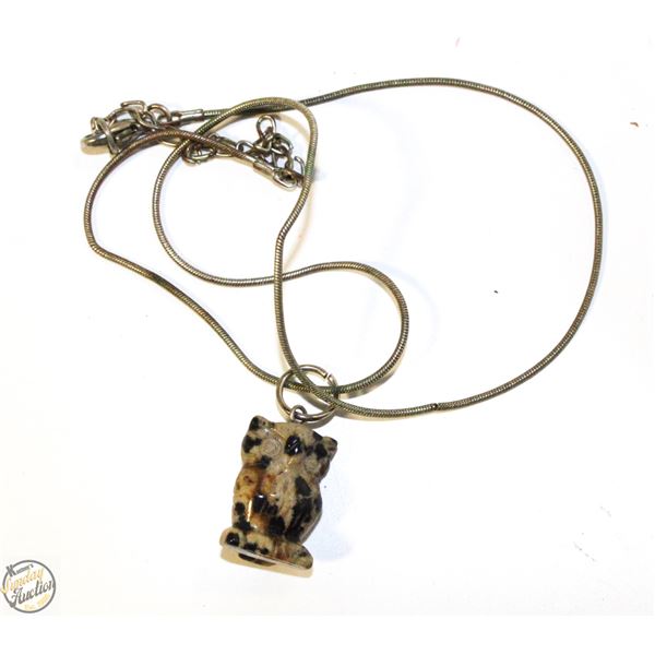 SMALL HAND CARVED OWL PENDANT NECKLACE