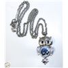 Image 1 : SILVER TONE OWL WITH BLACK STONES PENDANT
