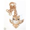 Image 1 : GOLD TONE FLYING OWL PENDANT NECKLACE