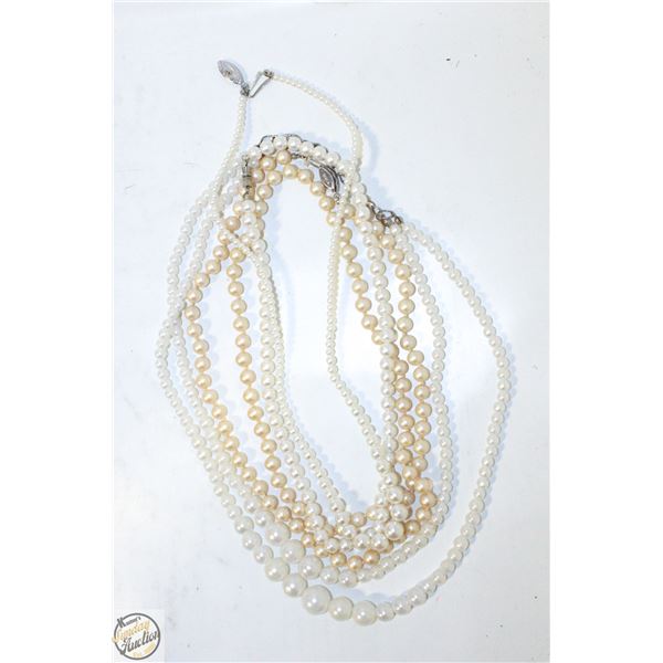 4 SYNTHETIC PEARL NECKLACES