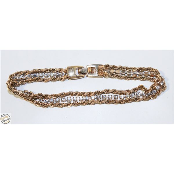13.9G GOLD PLATED JEWELED ROPE CHAIN BRACELET