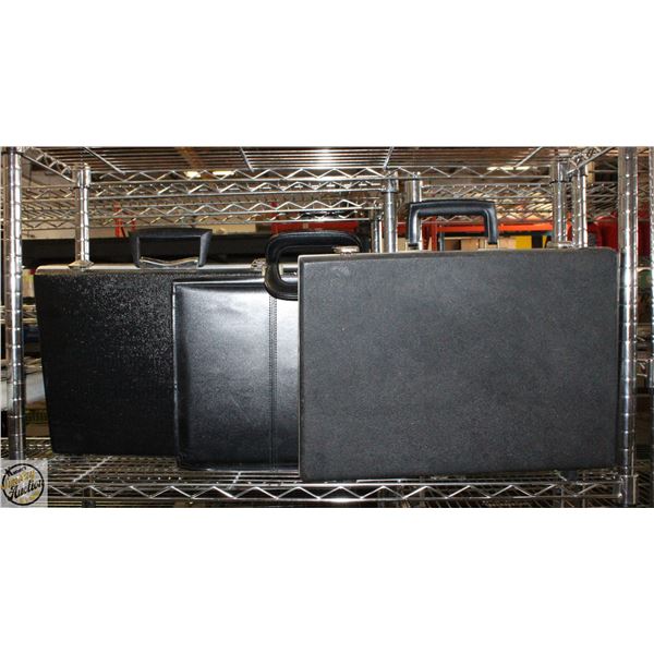 THREE BLACK VINTAGE BRIEFCASES
