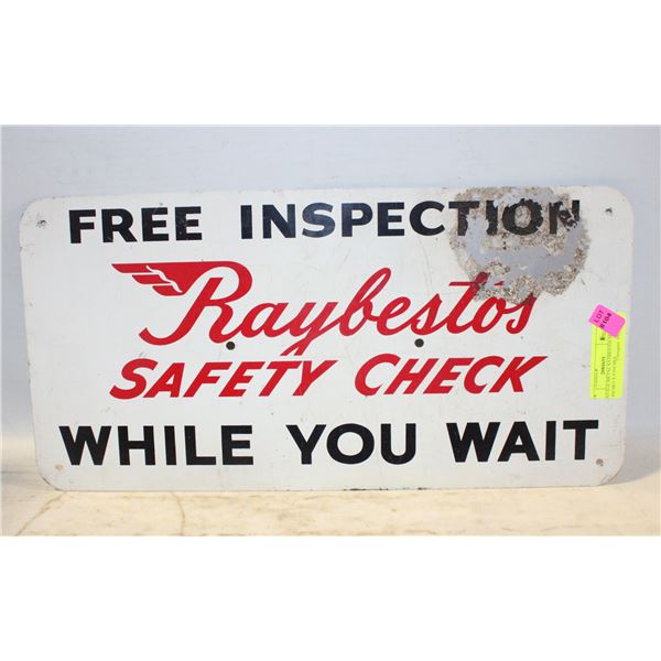 VINTAGE METAL RAYBESTOS SIGN 18 INCHES X 9 INCHES