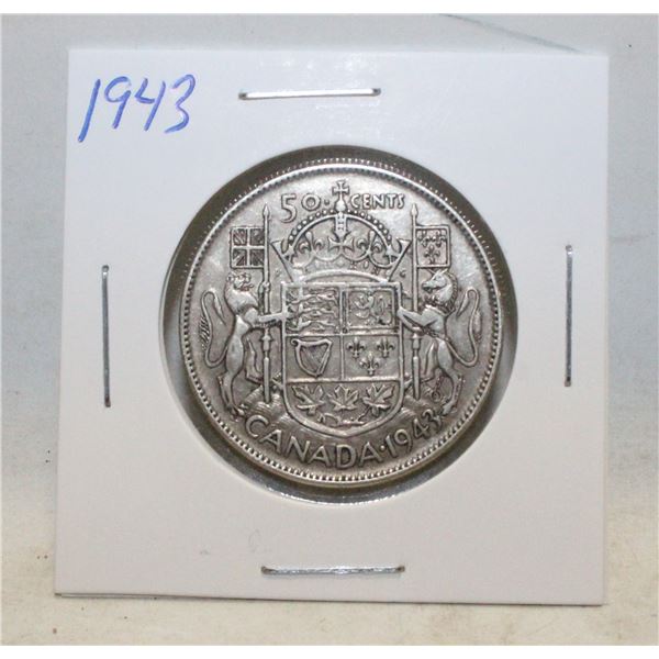1943 SILVER CANADA 50 CENTS COIN
