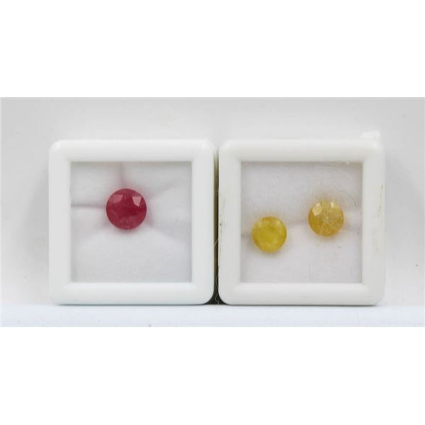 #199-NATURAL YELLOW SAPPHIRE 4.05CT & RUBY 2.35CT