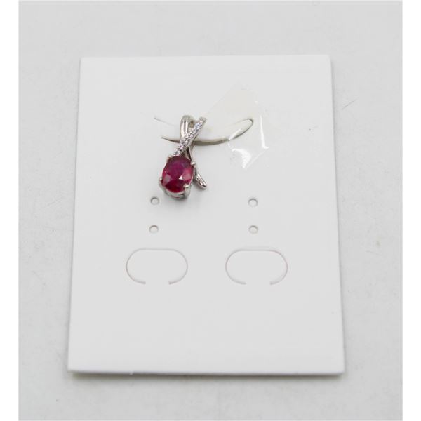 #129-NATURAL RUBY & CZ PENDANT