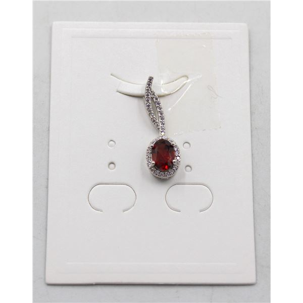 #22-NATURAL RHODOLITE GARNET & CZ PENDANT