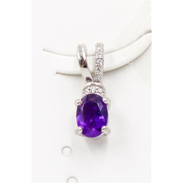 #08-NATURAL PURPLE AMETHYST & CZ PENDANT