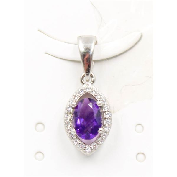 #19-NATURAL PURPLE AMETHYST & CZ PENDANT