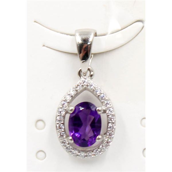 #03-NATURAL PURPLE AMETHYST & CZ PENDANT
