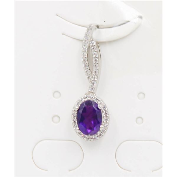 #17-NATURAL PURPLE AMETHYST & CZ PENDANT