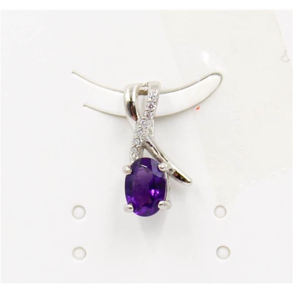 #13-NATURAL PURPLE AMETHYST & CZ PENDANT