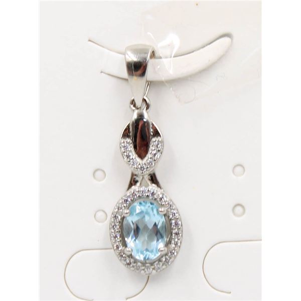 #65-NATURAL BLUE TOPAZ & CZ PENDANT