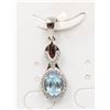 Image 1 : #65-NATURAL BLUE TOPAZ & CZ PENDANT