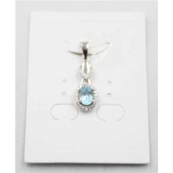 #68-NATURAL BLUE TOPAZ & CZ PENDANT