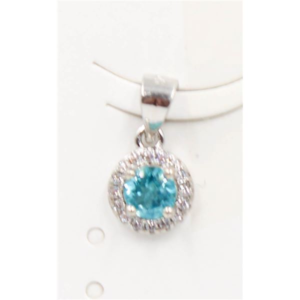 #76-NATURAL BLUE TOPAZ & CZ PENDANT