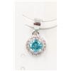 Image 1 : #76-NATURAL BLUE TOPAZ & CZ PENDANT