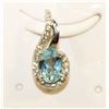 Image 1 : #117-NATURALSKY BLUE TOPAZ & CZ PENDANT