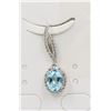Image 1 : #72-NATURAL BLUE TOPAZ & CZ PENDANT