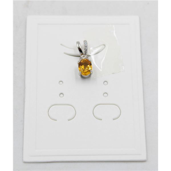 #51-NATURAL YELLOW CITRINE & CZ PENDANT