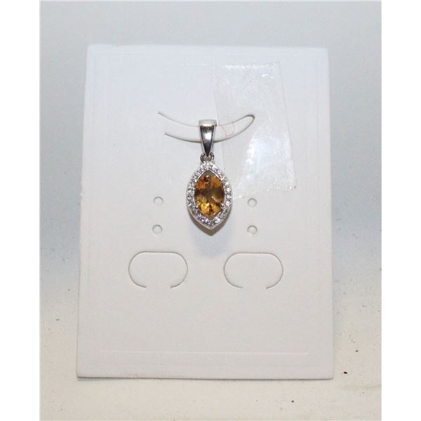 #54-NATURAL YELLOW CITRINE & CZ PENDANT