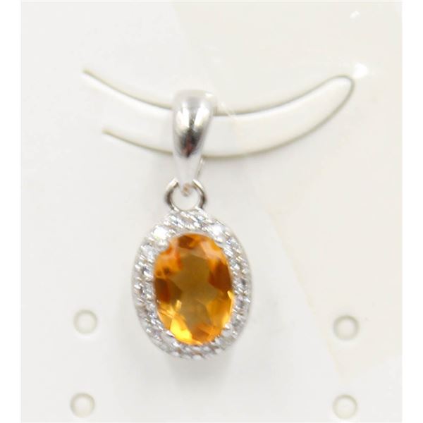 #48-NATURAL YELLOW CITRINE & CZ PENDANT