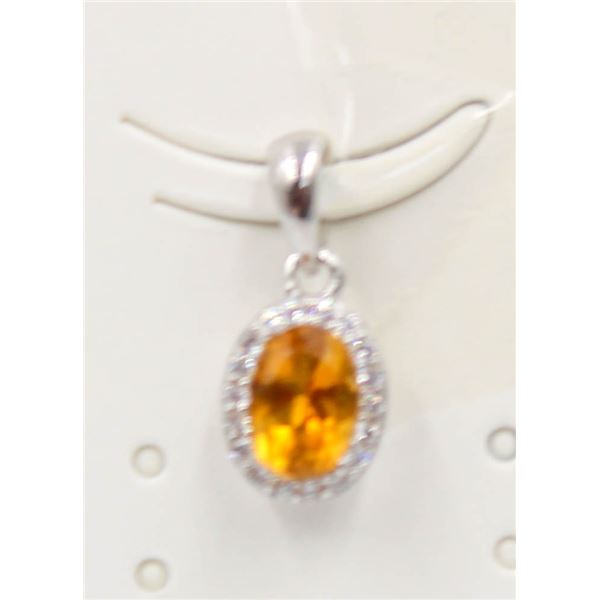#50-NATURAL YELLOW CITRINE & CZ PENDANT