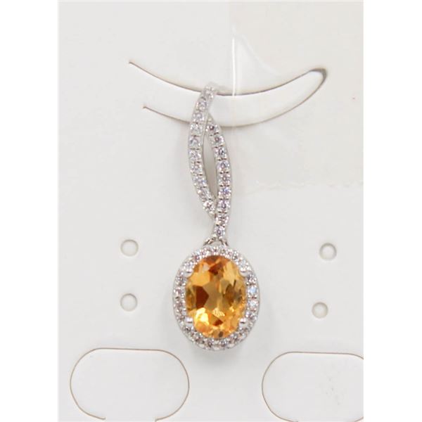 #60-NATURAL YELLOW CITRINE & CZ PENDANT