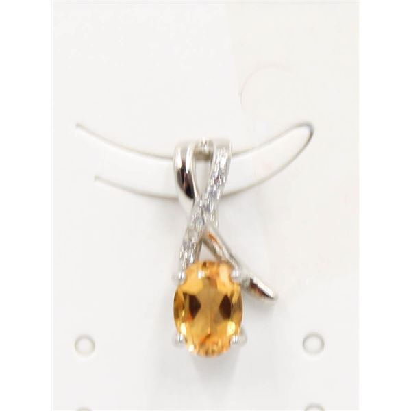 #52-NATURAL YELLOW CITRINE & CZ PENDANT