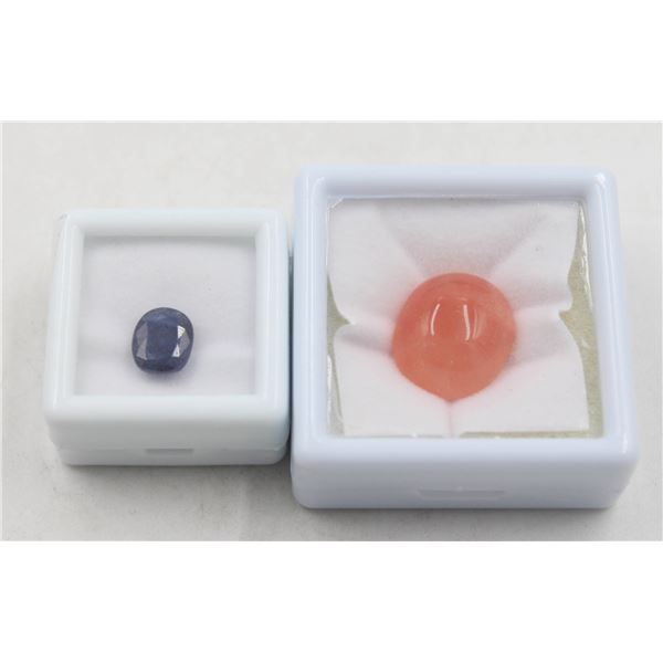#226- NATURAL ORAGE AGATE 16.30CT, BLUE SAPPHIRE 3