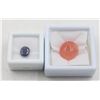 Image 1 : #226- NATURAL ORAGE AGATE 16.30CT, BLUE SAPPHIRE 3
