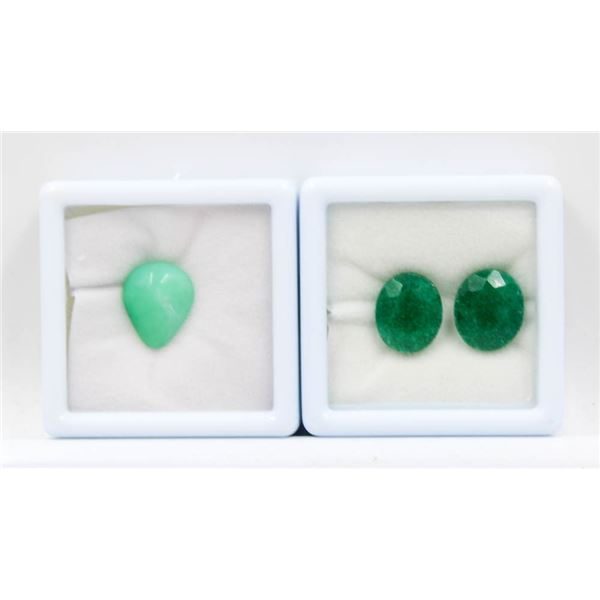 #244-NATURAL CHRYSOPRASE 6.05CT  & JADE 14.90CT