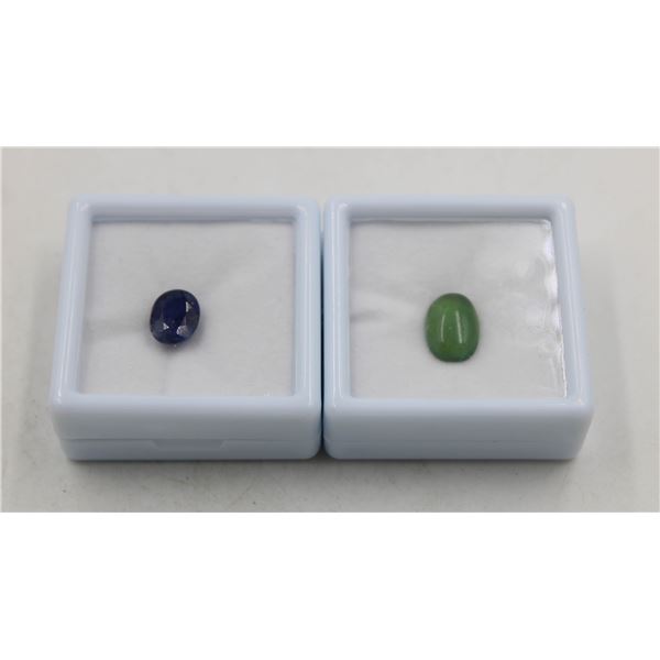#35-NATURAL SAPPHIRE 3.90CT  & SERPENTINE 3.85CT
