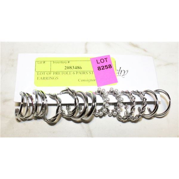 LOT OF PRETOLE 6 PAIRS STUD EARRINGS