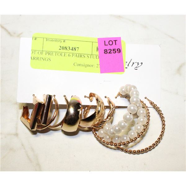 LOT OF PRETOLE 6 PAIRS STUD EARRINGS