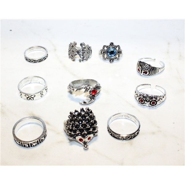 LOT OF 10 RINGS