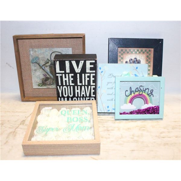 LOT OF SHADOW BOX STYLE WALL HANGINGS