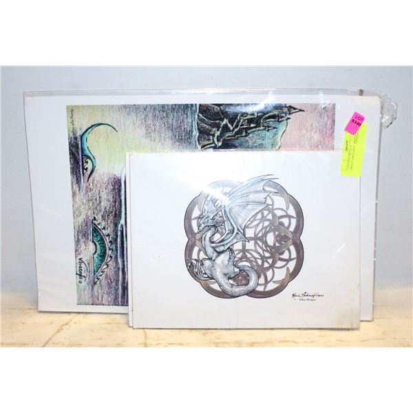 3 SIGNED DRAGON PRINTS-DIFFERENT ARTISTS