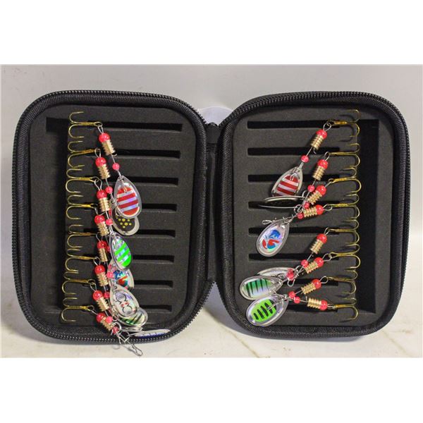 16 NEW FISHING HOOKS W/ CASE