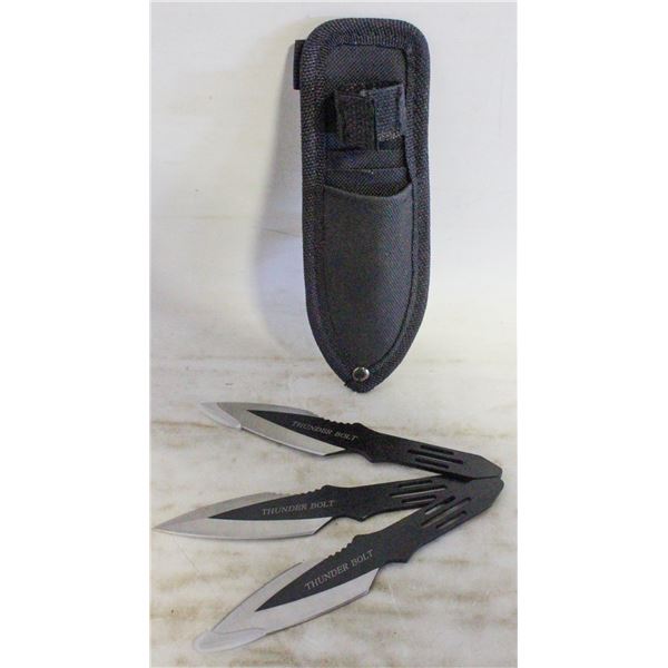 3 TARGET THROWING KNIVES W/ CASE