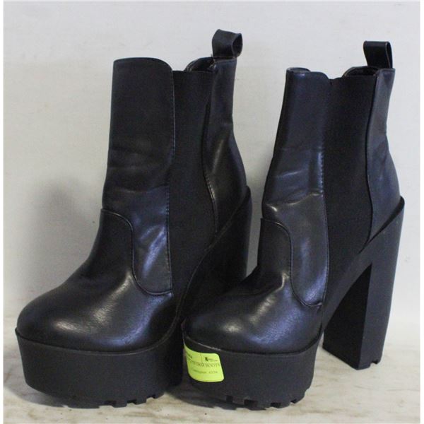 JUST FAB BLACK PLATFORM BOOTS SIZE 6.5/37