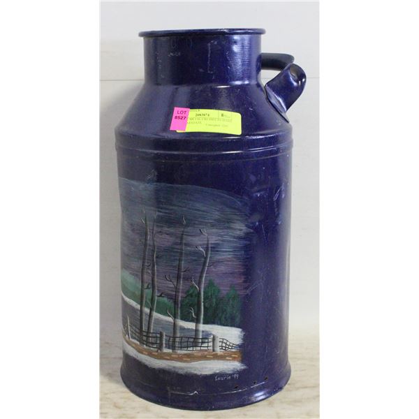 ANTIQUE METAL CREAM CAN HAND PAINTED-ESTATE