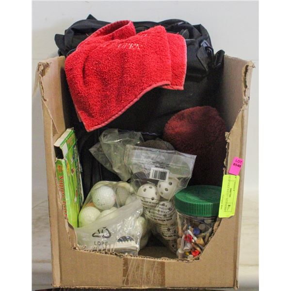 BOX OF GOLF BALLS + ACCESSORIES